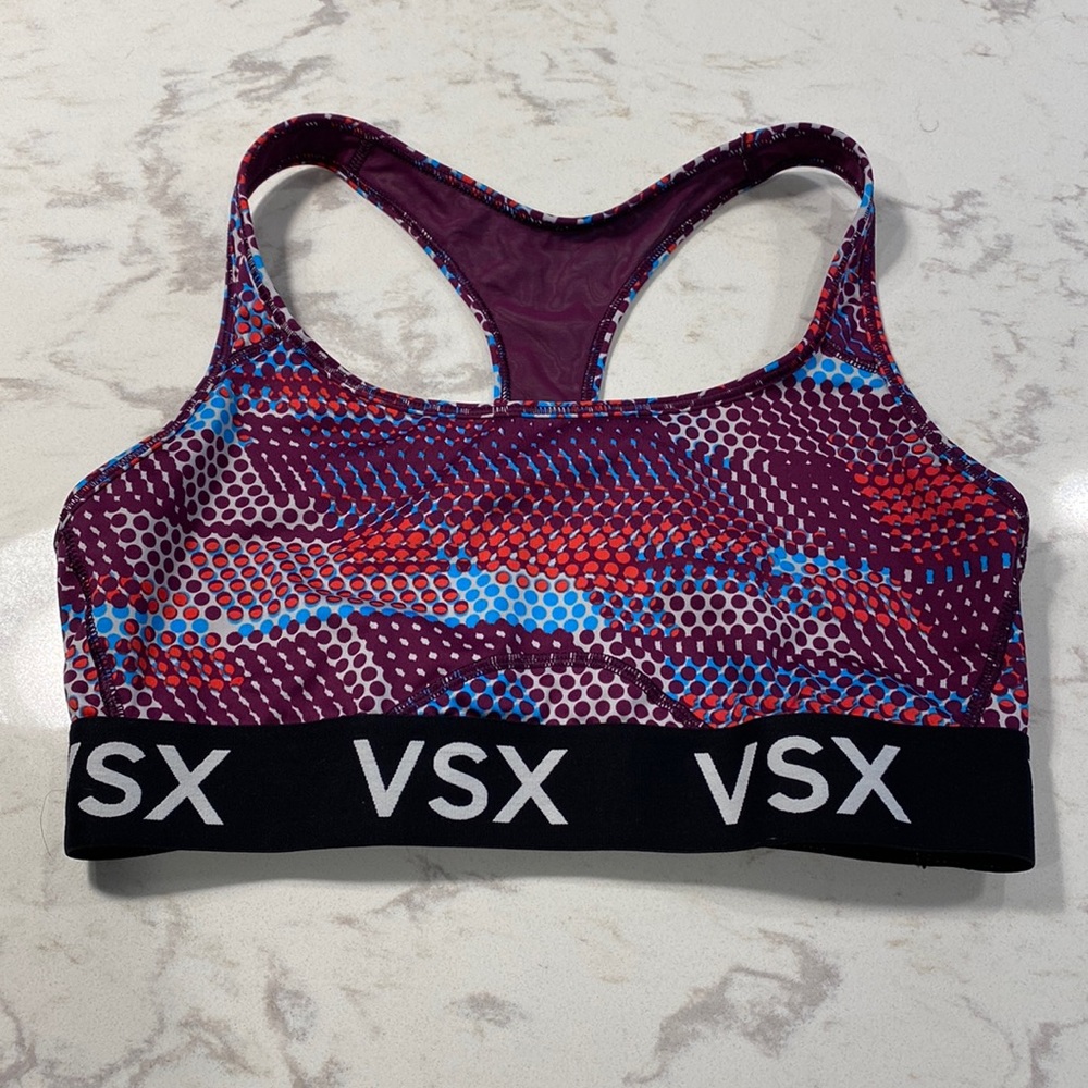 Multicolored VS sports bra.